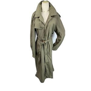 Vintage Banana Republic Long Trench Coat Size Large Safari Nylon Rain Khaki